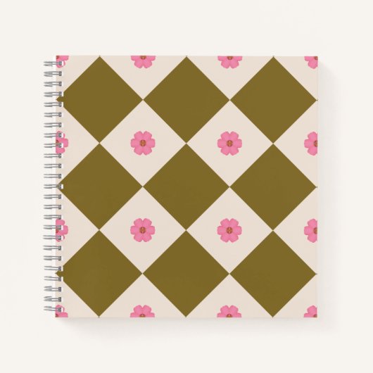 Carnet Elegant Olive Green & Cream Geometric Notebook (Devant)