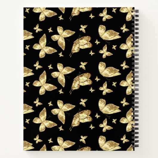 Carnet Élégant or Butterfly Nom du script Monogramme (Dos)