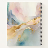 Carnet Elégant or et aquarelle Pastel Monogramme Nom (Dos)