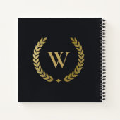 CARNET ÉLÉGANT OR FLORAL LAUREL WREATING MONOGRAM INITIAL (Dos)