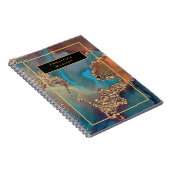 Carnet Élégant or moderne Blue Peinture Monogramme Journa (Côté Droit)