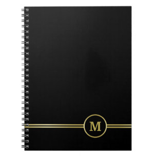 Carnet Élégant or Monogramme personnalisé sur noir