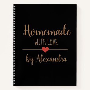 Carnet Elégant or noir Fait maison avec recette d'amour 