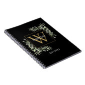 Carnet Elégant or noir Monogramme vert Recette Notebo (Côté Droit)