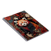 Carnet Élégant Panda Rouge William Morris Inspiré Floral (Côté Droit)