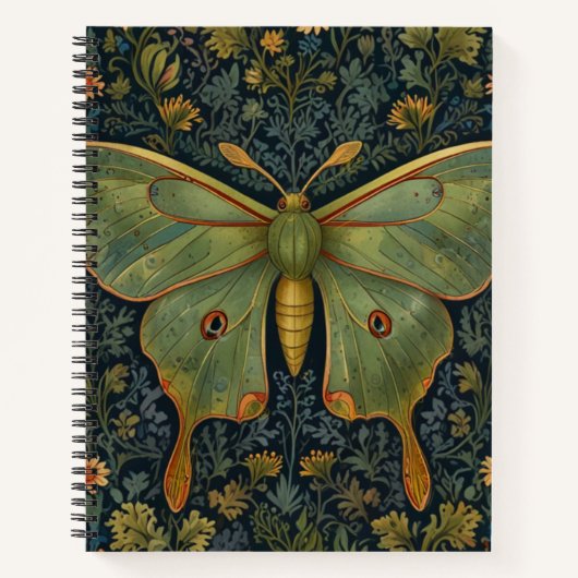 Carnet Élégant papillon de lune botanique rétro boho  (Devant)