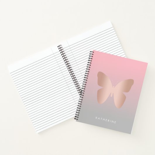 Carnet Elégant papillon rose moderne en or tendance (Intérieur)