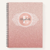 Carnet Élégant Parties scintillant rose Monogramme Nom du (Devant)