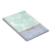 Carnet Elegant Pastel Shades of Blue Pattern Personalised (Côté Droit)