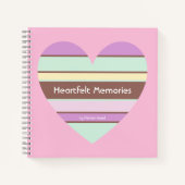 Carnet Elégant Pastel Stripes Coeur sur rose (Devant)