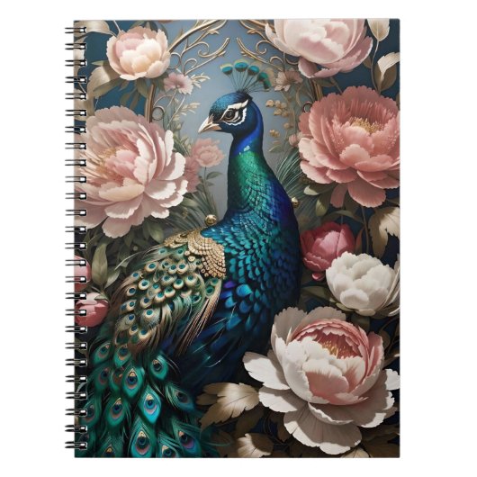 Carnet Élégant Peacock Pink Peonies (Devant)