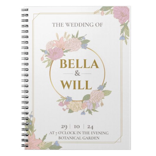 Carnet Elegant Peony Lily Mariage Rose (Devant)
