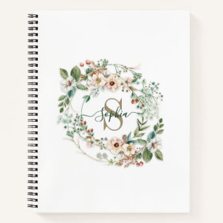 Carnet Elegant Personalized Floral Monogram Name Notebook