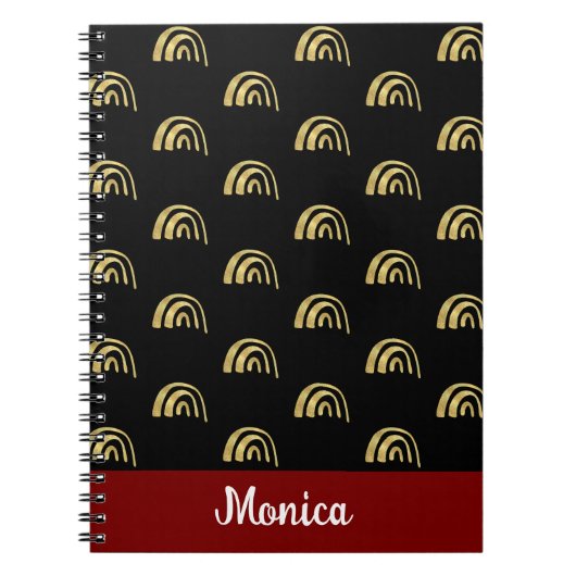 Carnet Elegant Personalized name gold rainbow pattern (Devant)