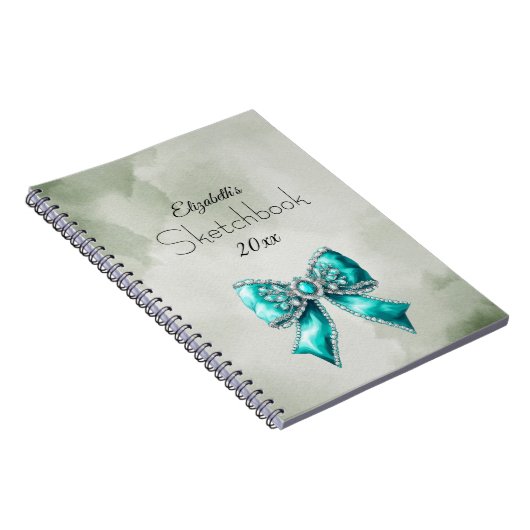 Carnet Elegant Personalized Name Notebook with Bow (Côté Droit)