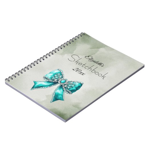 Carnet Elegant Personalized Name Notebook with Bow (Côté gauche)