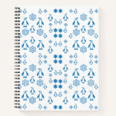 Carnet Élégant Pingouins Bleus avec Motif de flocons de n (Devant)
