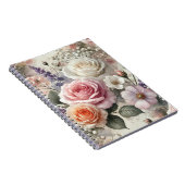 Carnet Elegant Pink and White Rose Pattern Spiral Noteboo (Côté Droit)