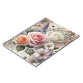 Carnet Elegant Pink and White Rose Pattern Spiral Noteboo (Côté gauche)