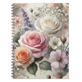 Carnet Elegant Pink and White Rose Pattern Spiral Noteboo (Devant)