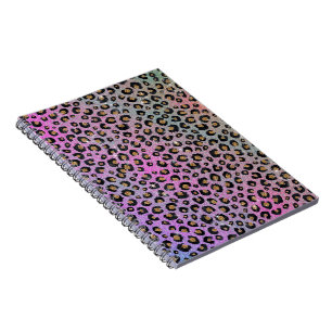 Carnet Elegant Pink Blue Gold Glitter Black Leopard