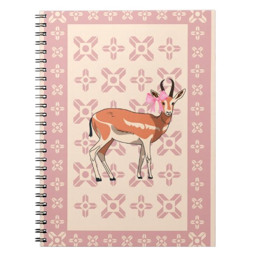 Carnet Elegant Pink Doe-patterned Christmas (Devant)