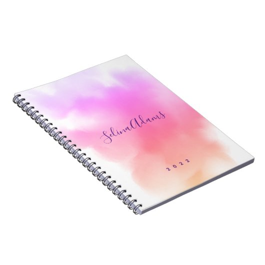 Carnet Elégant Pink Gold Aquarelle Script Abstrait (Côté Droit)