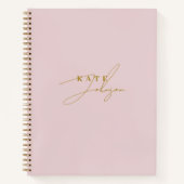 Carnet Élégant Pink Gold Signature Script Monogramme (Devant)