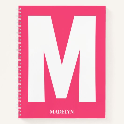 Carnet Elegant Pink , Monogram Name Minimalist modern (Devant)