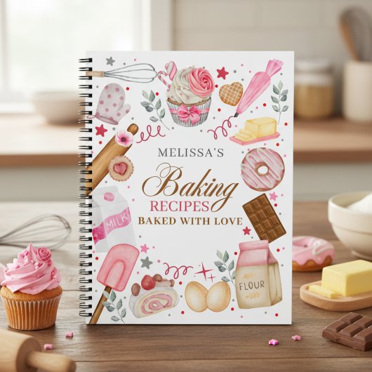 Carnet Elegant Pink White Baked With Love Baking 