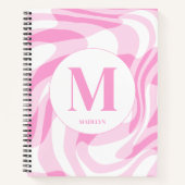 Carnet Elegant pink white personalized name (Devant)