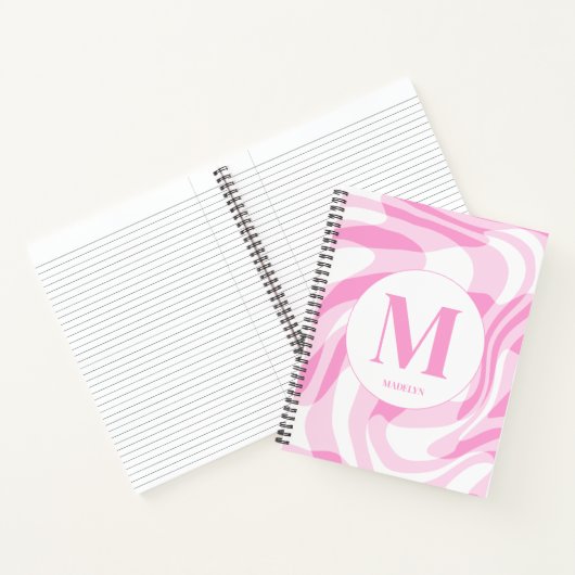 Carnet Elegant pink white personalized name (Intérieur)