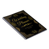 Carnet élégant planificateur de mariage noir or indien (Côté Droit)