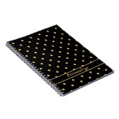 Carnet Elégant Polka Or Point Black Motif Design (Côté Droit)
