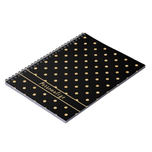 Carnet Elégant Polka Or Point Black Motif Design (Côté gauche)