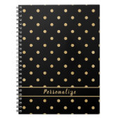 Carnet Elégant Polka Or Point Black Motif Design (Devant)