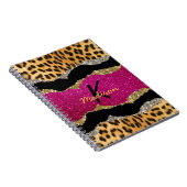 Carnet Élégant poster de animal rose brillant monogramme (Côté Droit)