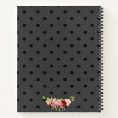 Carnet Elégant Pot Polka Noir Personnalisé et Roses (Dos)
