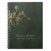 Carnet Élégant professionnel vert foncé et or (Devant)