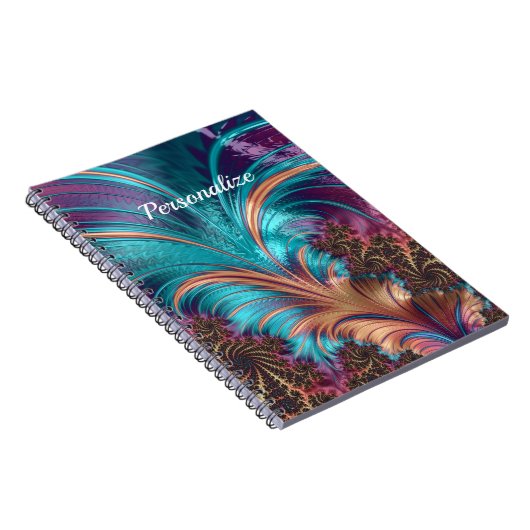 Carnet Elegant Purple Blue Abstract Feather (Côté Droit)