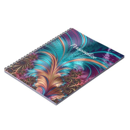 Carnet Elegant Purple Blue Abstract Feather (Côté gauche)