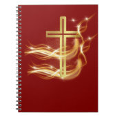 Carnet Elegant Radiant Golden Cross on Deep Red Notebook (Devant)