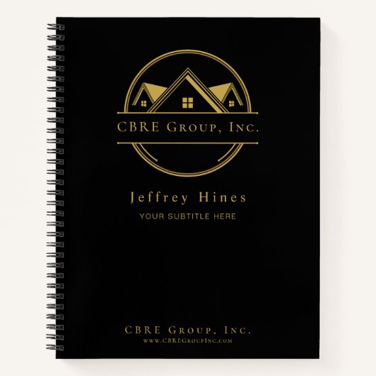 Carnet Elegant Real Estate Black and gold custom logo (Devant)