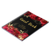 Carnet Elegant Red and Gold Flowers Birthday Guest Book (Côté gauche)