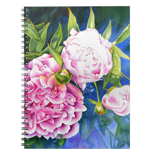 Carnet Elégant rose blanc classique aquarelle floral (Devant)