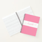 Carnet Élégant rose blanc couleur Nom du bloc Monogramme (Intérieur)
