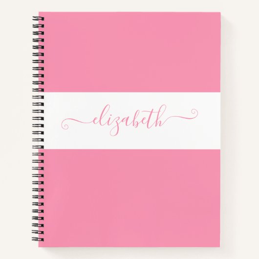 Carnet Élégant rose blanc couleur Nom du bloc Monogramme (Devant)