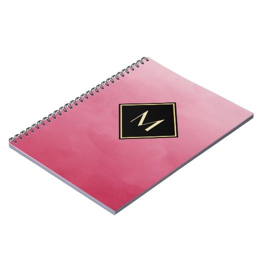 Carnet Élégant rose Brossé Avec Monogramme Or Simple (Côté gauche)