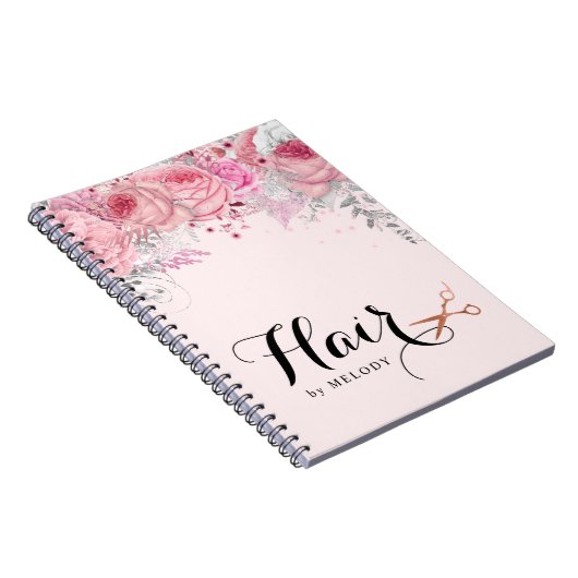 Carnet Elégant rose en cuivre ciseaux en or coiffeuse (Côté Droit)