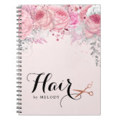 Carnet Elégant rose en cuivre ciseaux en or coiffeuse (Devant)
